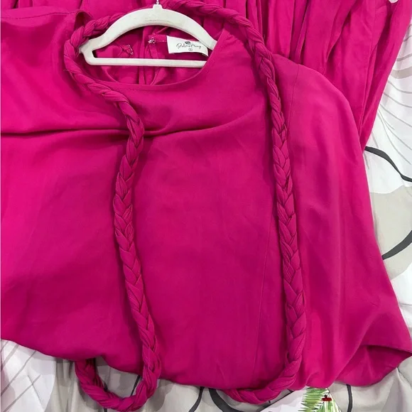 PALMS AWAY by RED DRESS • Bright Pink Long Sleeve Dress • sz Small - Picture 5 of 9